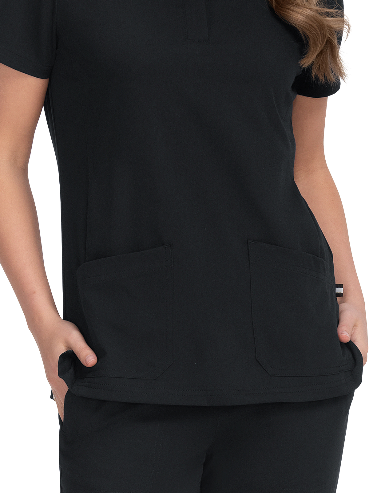 koi - Next Gen - Women's Four-Pocket Zipper-Neck Mandarin Collar Driven Top 1