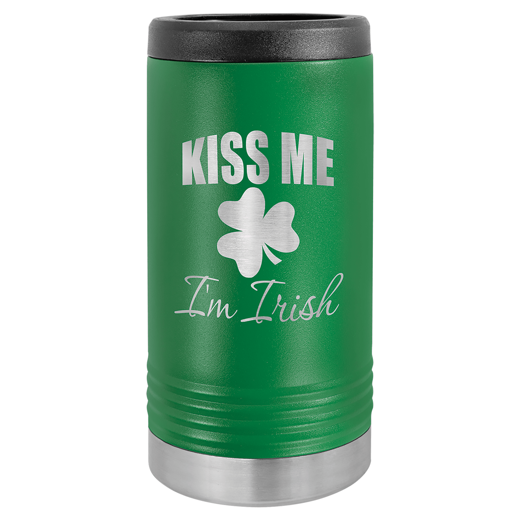 Green Laser Engraved Polar Camel Slim Beverage Holder 1