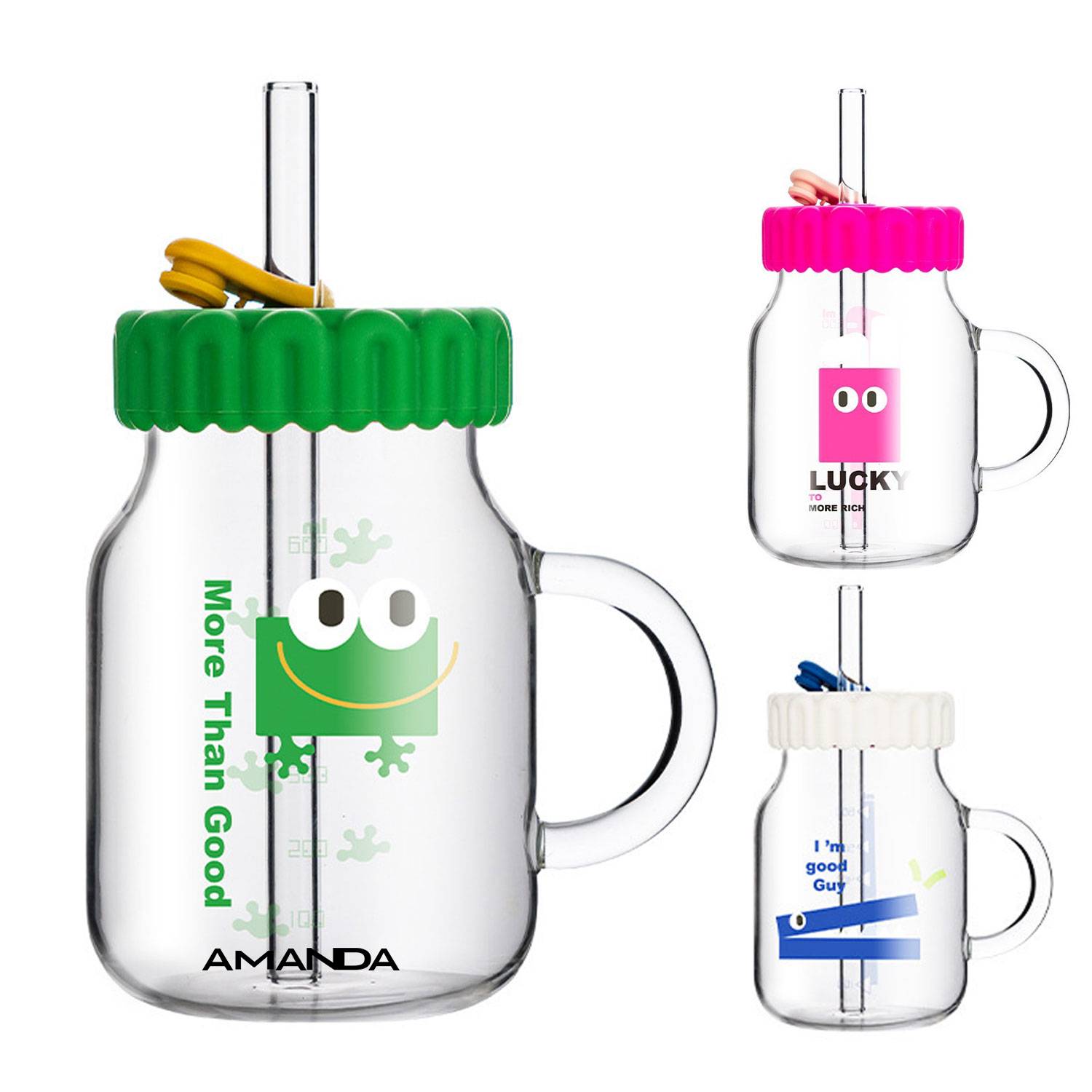 29 oz Large capacity cute Water milk coffee Mug Glass Bottle 30