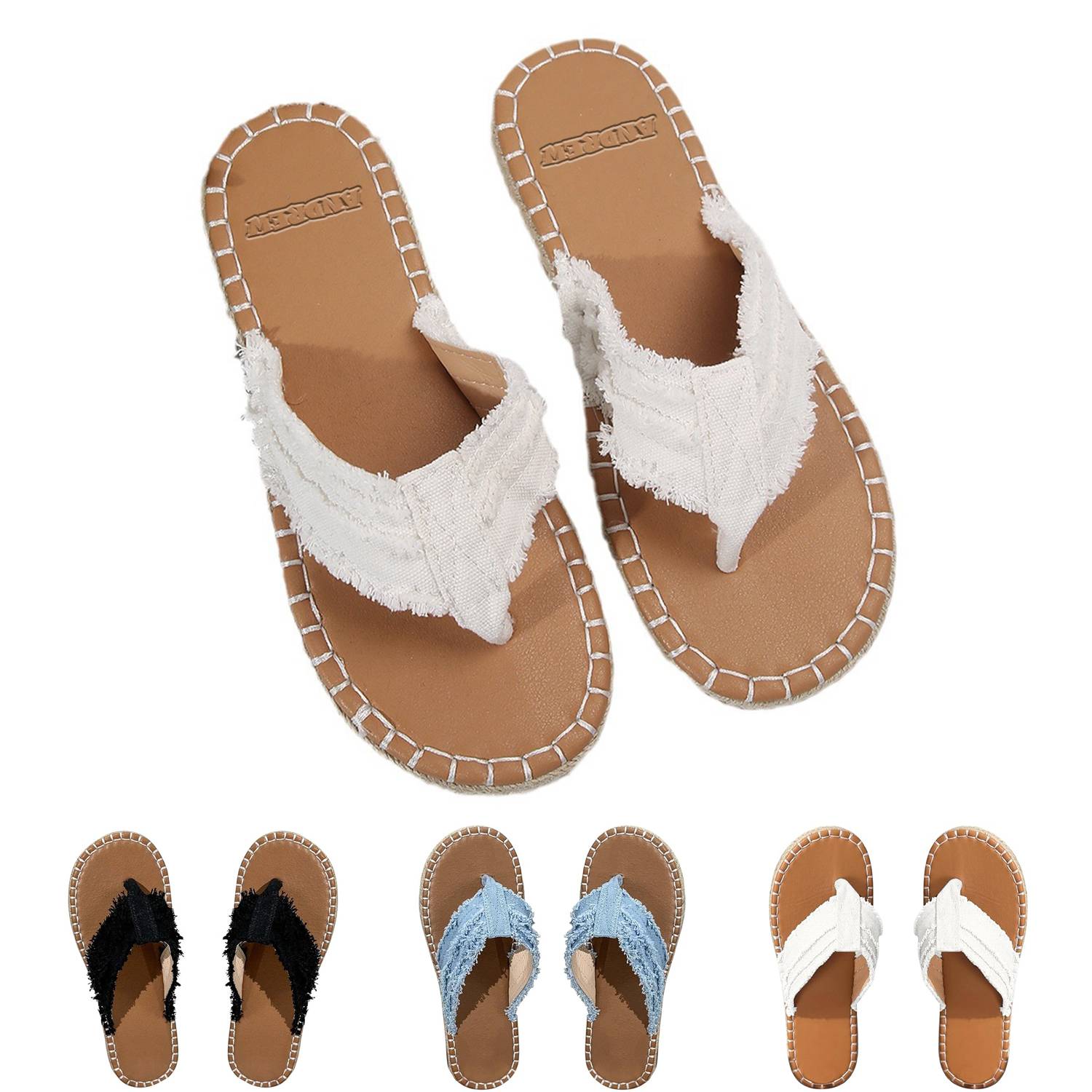 Womens Summer Flat Sandals w/ Woven Detail 1