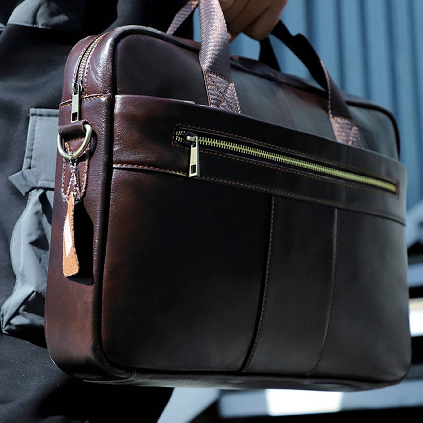 Genuine Leather Briefcase Laptop Messenger Bag 4