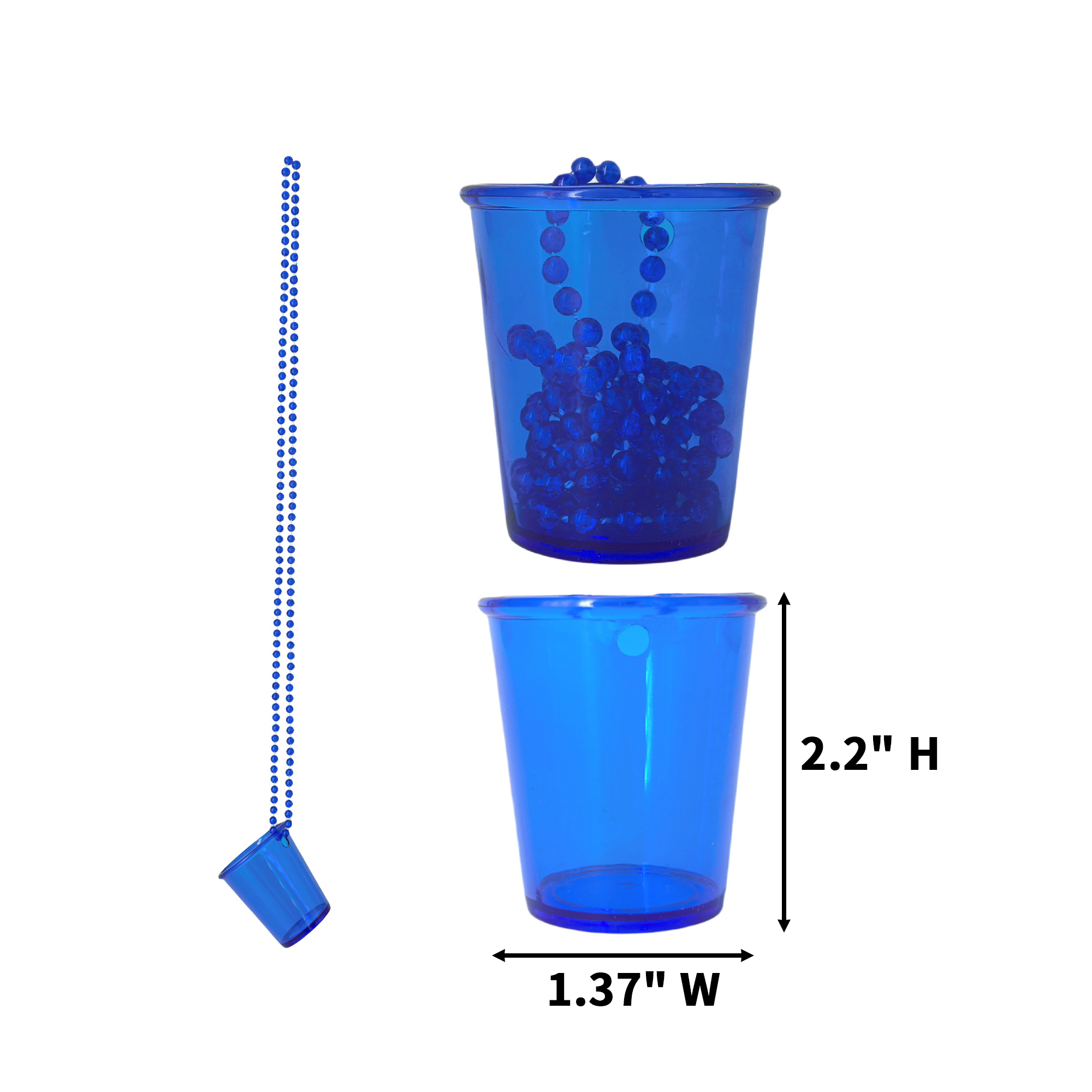 Plastic Shot Glass Necklace With Thirty Inch Chain 1.37" Width X 2.2" Height 10