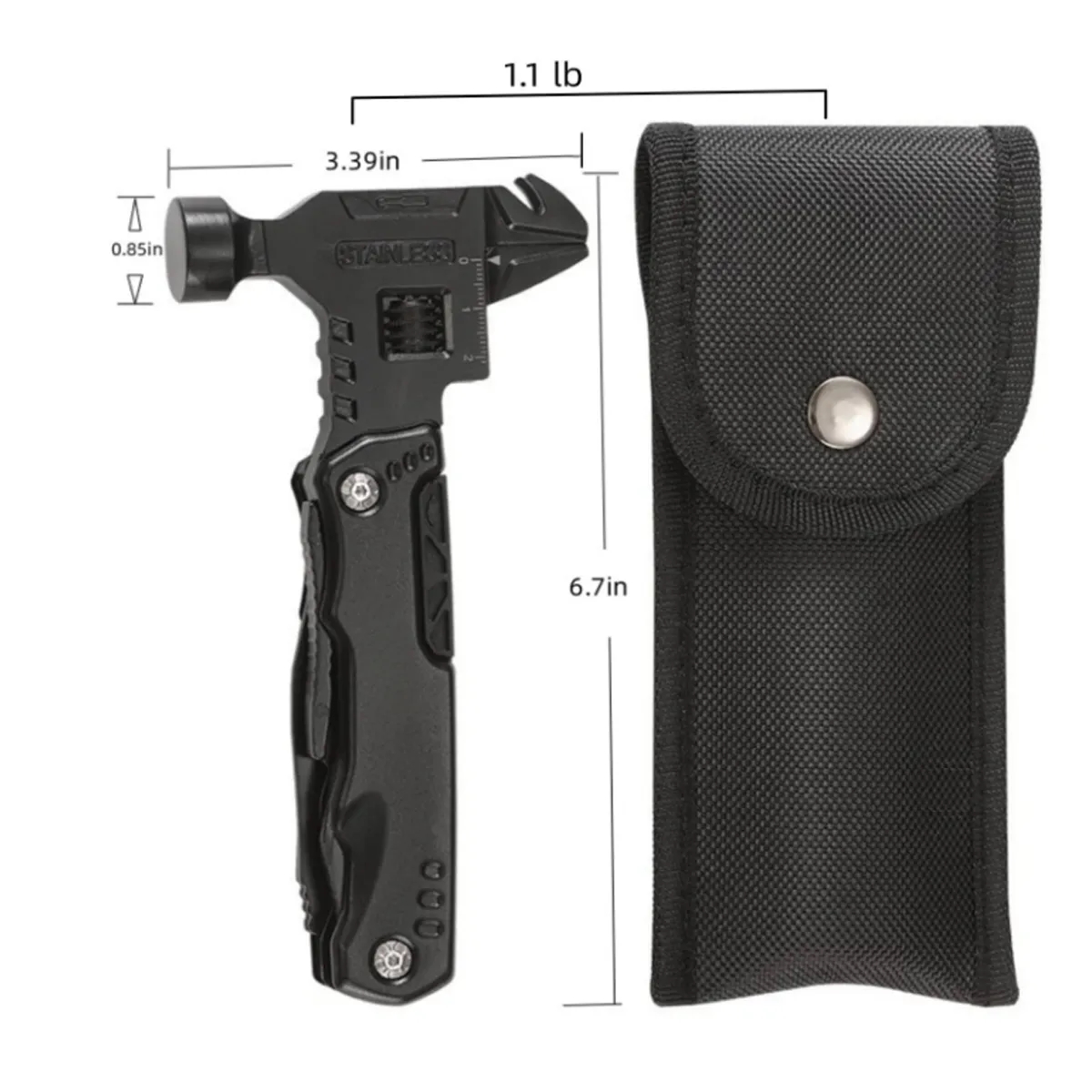 16In1 Multi-function Hammer Wrench Survival Camping Gear 3