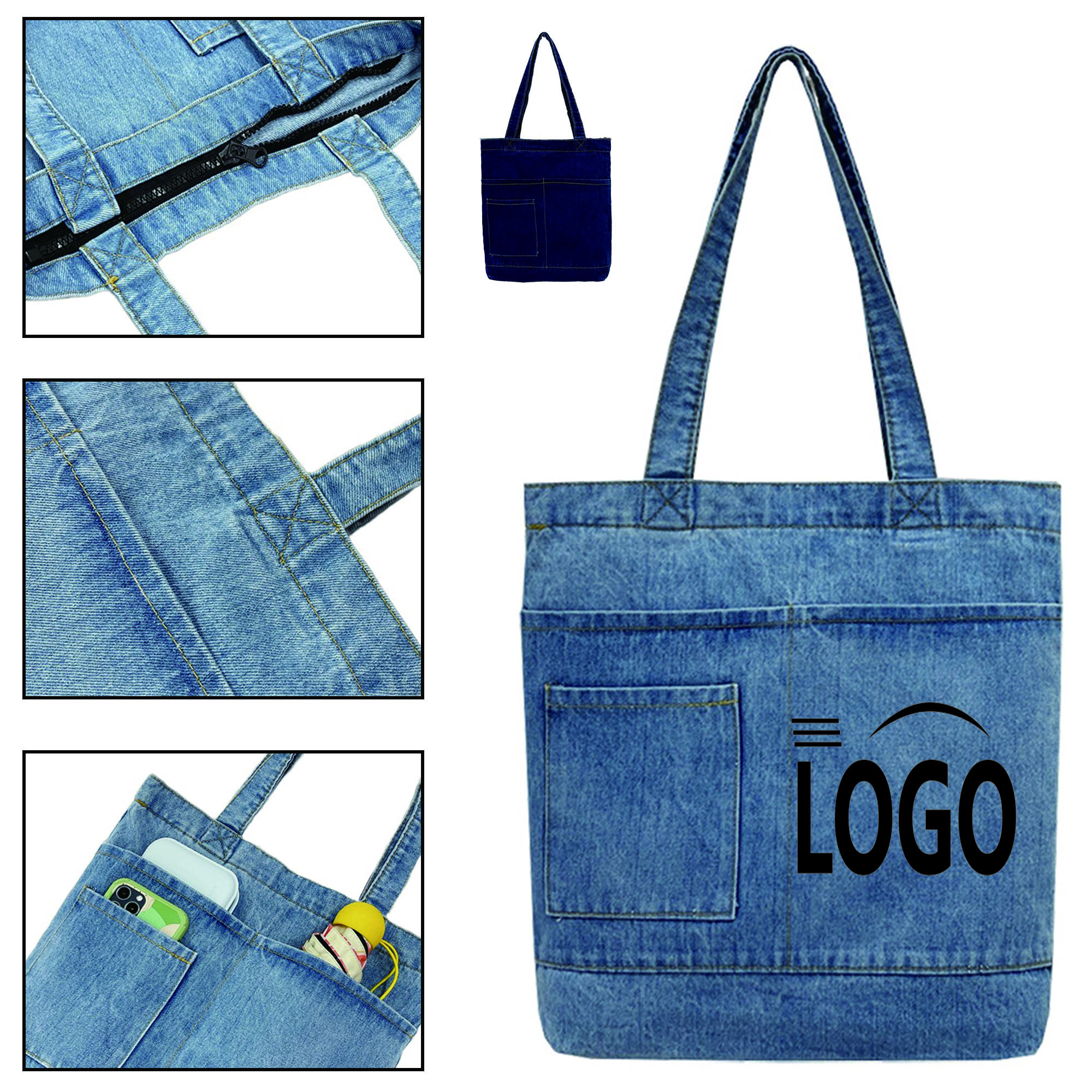 Full Color Durable Denim Tote Bag 1
