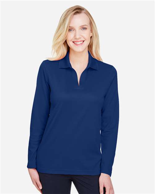 Women's CrownLux Performance® Plaited Long Sleeve Polo - DG20LW 21