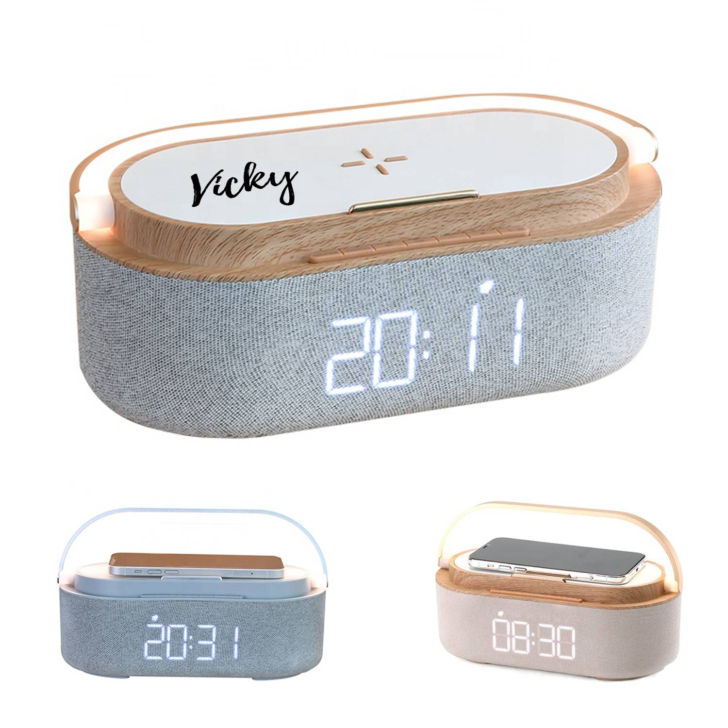 Wireless Charging Bluetooth Speaker w/ Alarm Clock 3