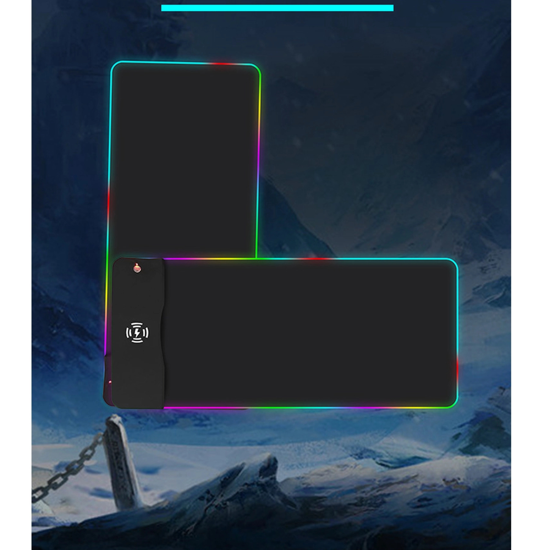 LED Soft Large Mousepad Wireless Charging Mousemat For Phone 3