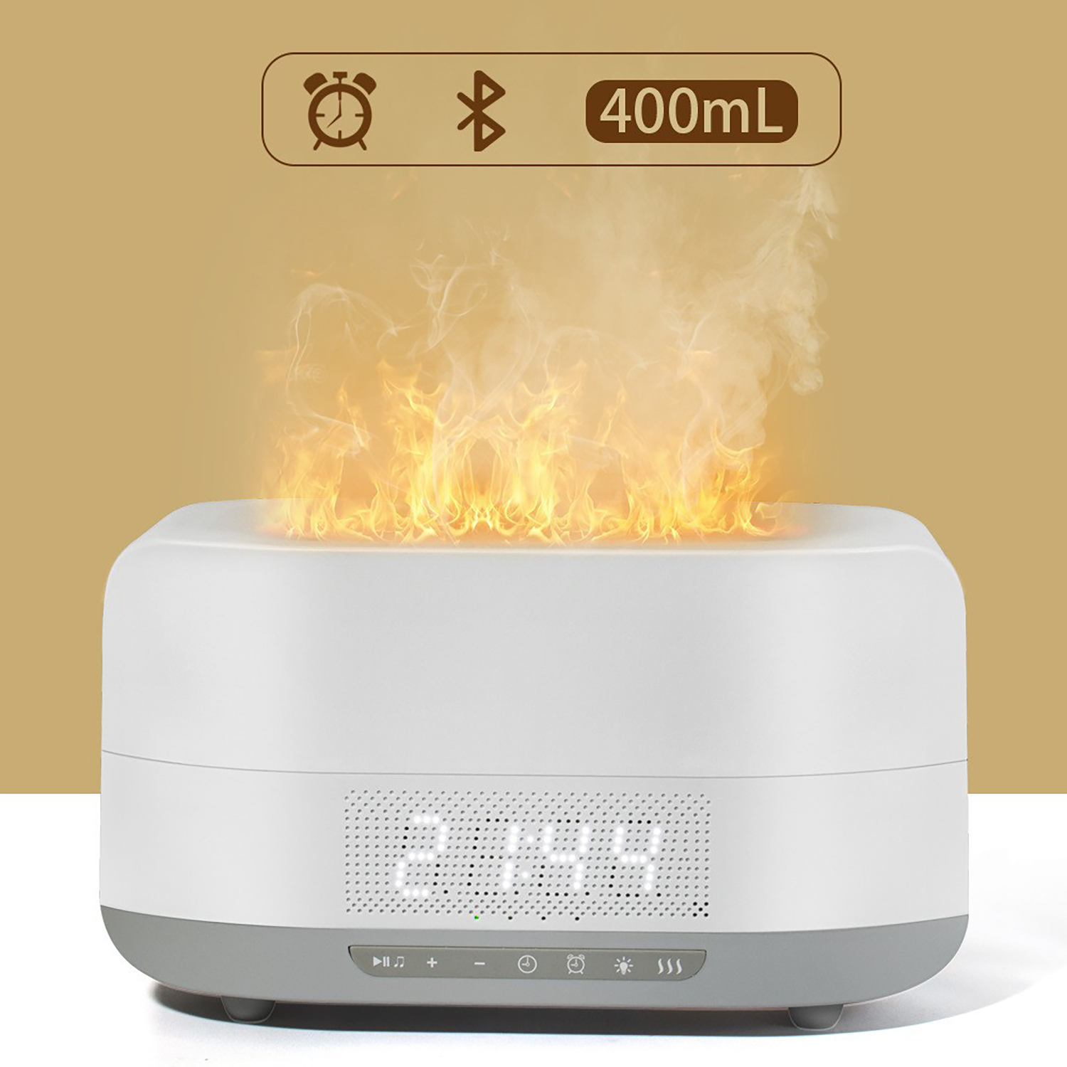 Flame Diffuser with Bluetooth Speaker and Clock Humidifer 5