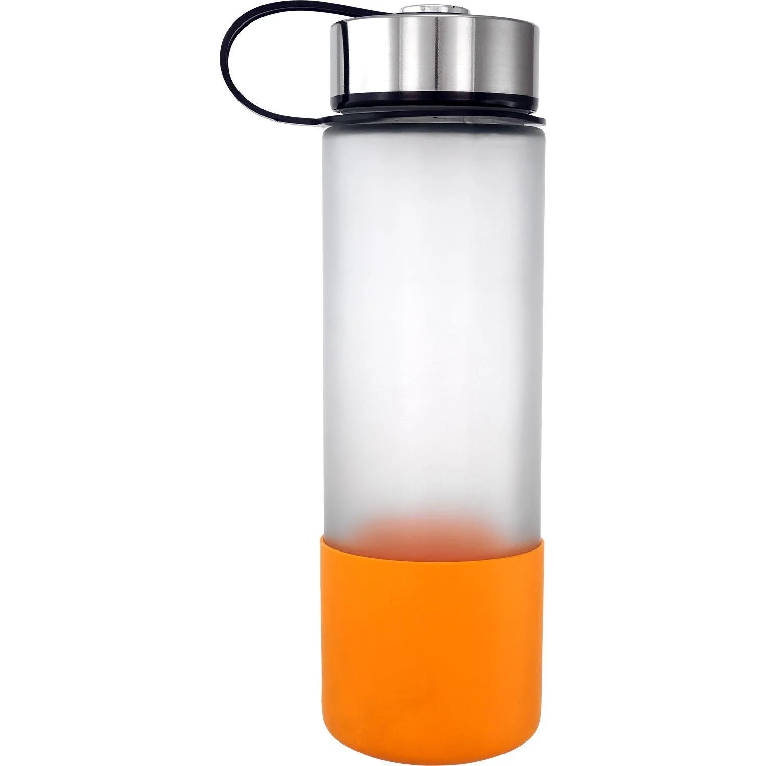 Metal Lanyard Lid 22 oz. Frosted Glass Grip Bottle 8