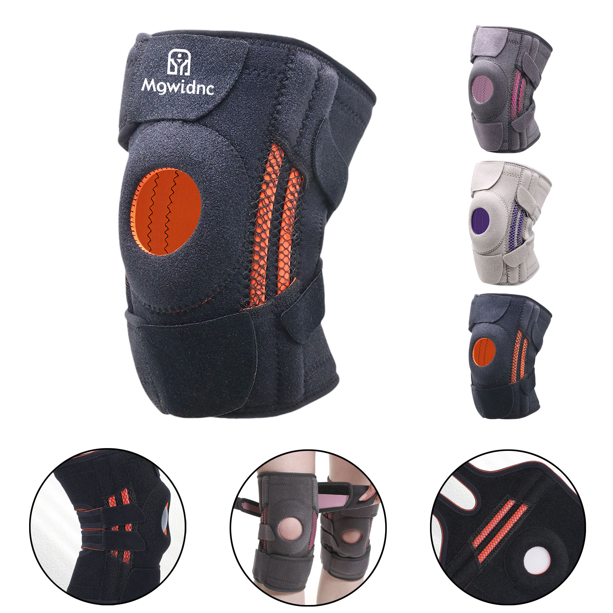 Adjustable Knee Brace with 4 Straps for Running