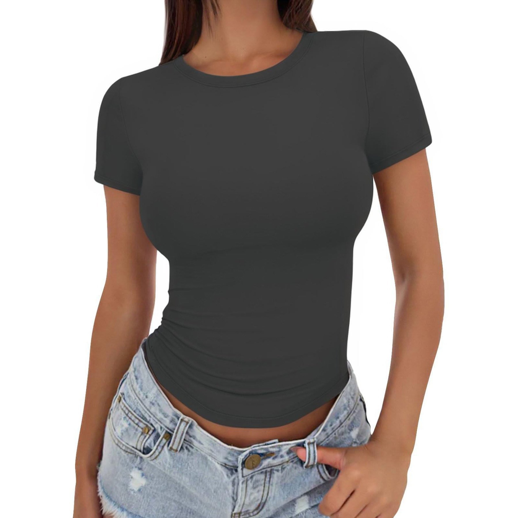 Gym Women's T shirt Summer Top Crop Short Sleeves 5