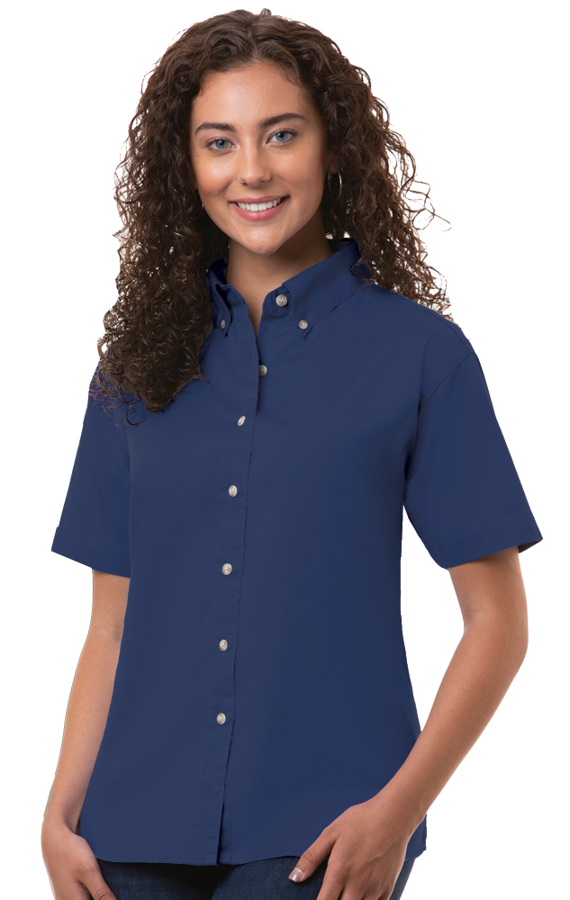 Ladies' Short-Sleeve 100% Cotton Twill Shirt 16