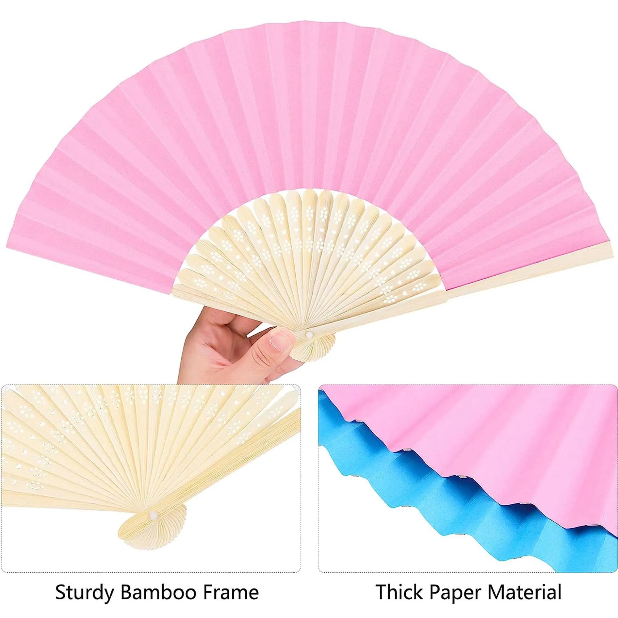 Handheld Folding Paper Bamboo Fan 3