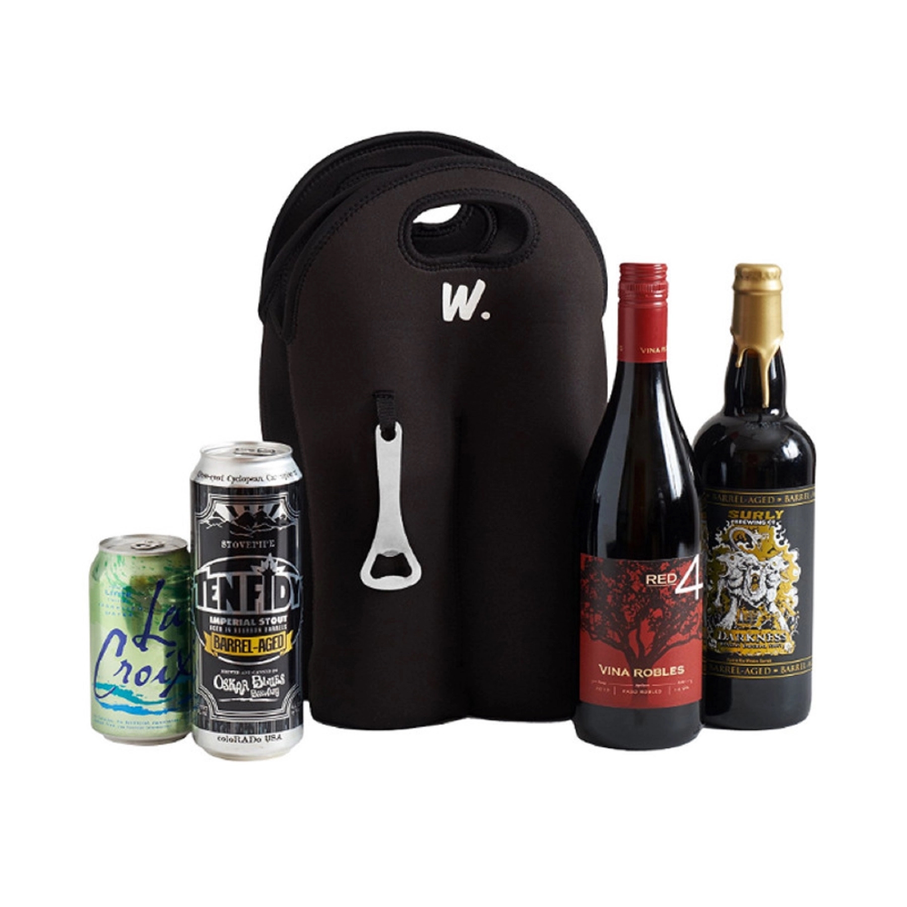 4 Pack Neoprene Beer Carrier Wine Bottle Holder with Opener 7