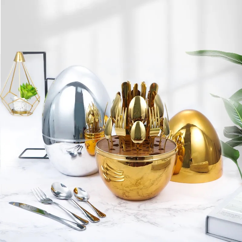 Egg-Shaped Stainless Steel Silverware Flatware Cutlery Set 4