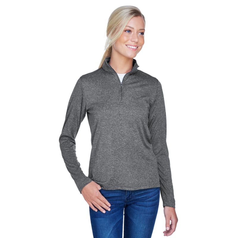 UltraClub Ladies' Cool & Dry Heathered Performance Quarter-Zip 6
