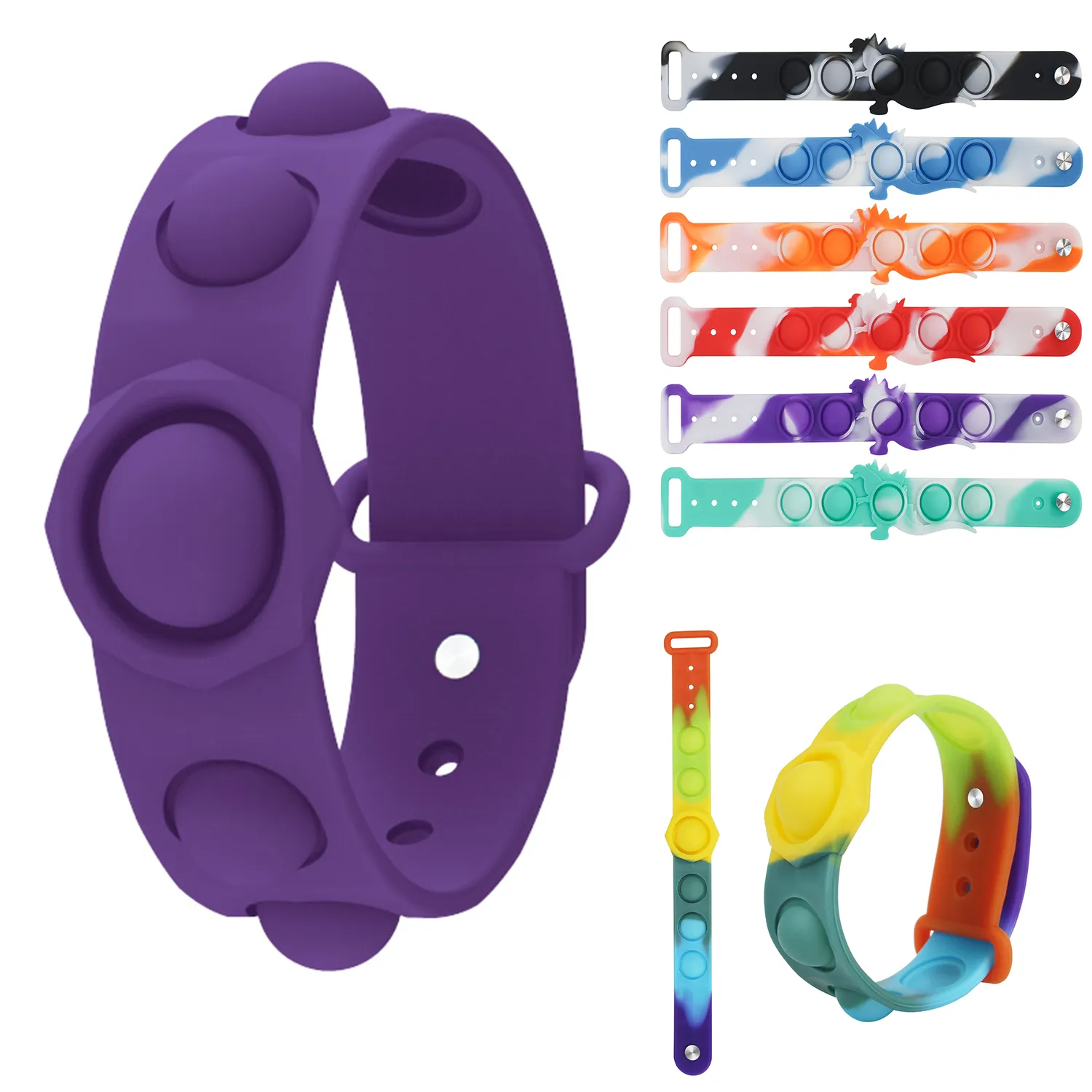 Colorful Push Bubble Sensory Fidget Bracelet Toy Wristband 6