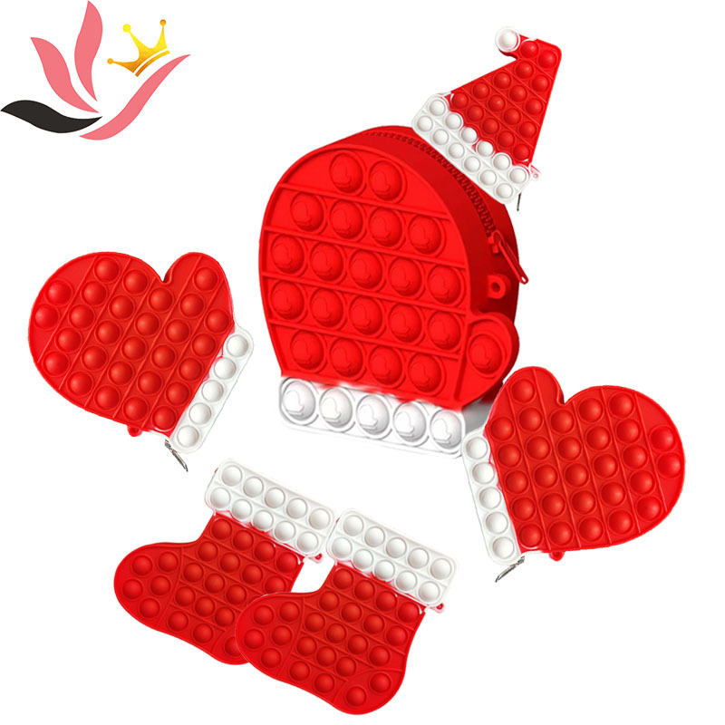 Cute Christmas Gloves Shape Old Man Rodent Control Pioneer Versatile Silicone Coin Purse/ Key Chain 7