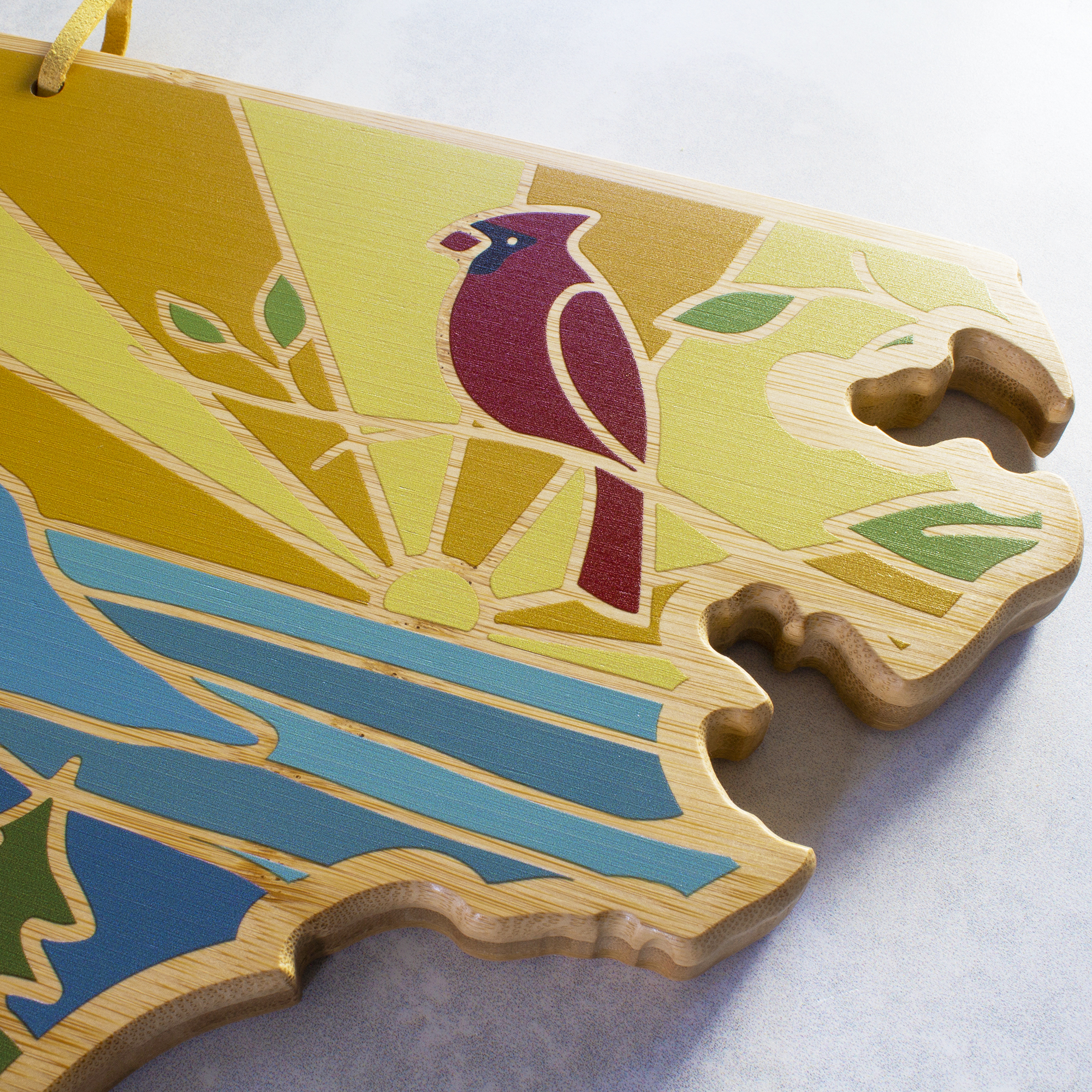 North Carolina State Shaped Serving and Cutting Board with Artwork by Summer Stokes 2