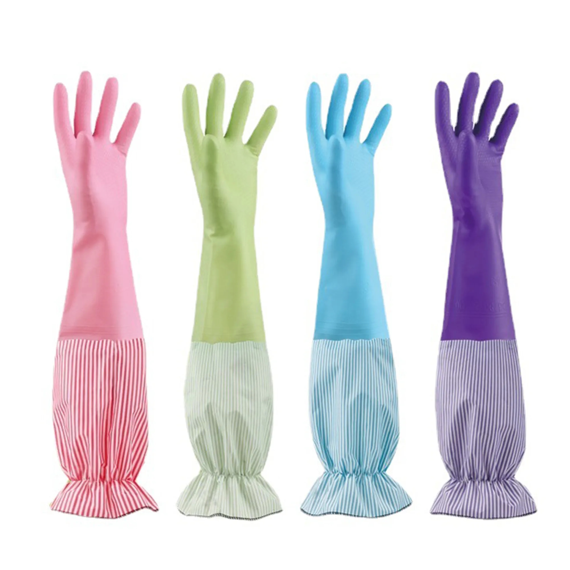 Plush And Thicken Long Cuff Dishwashing Gloves 2