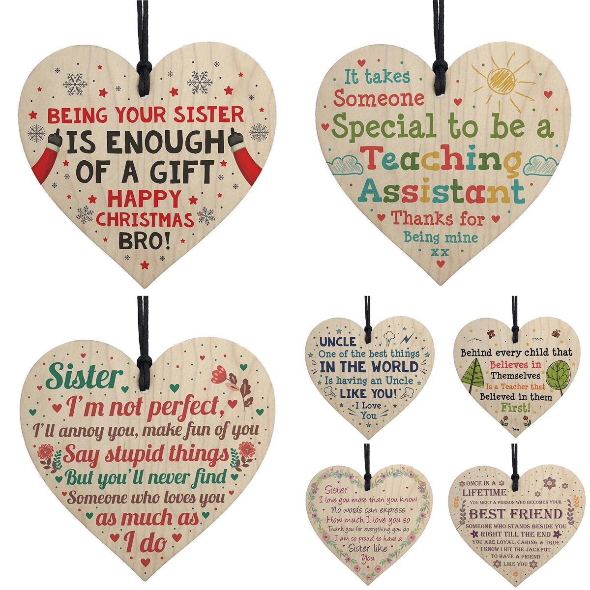 Full Color Wooden Heart-Shaped Pendant 3