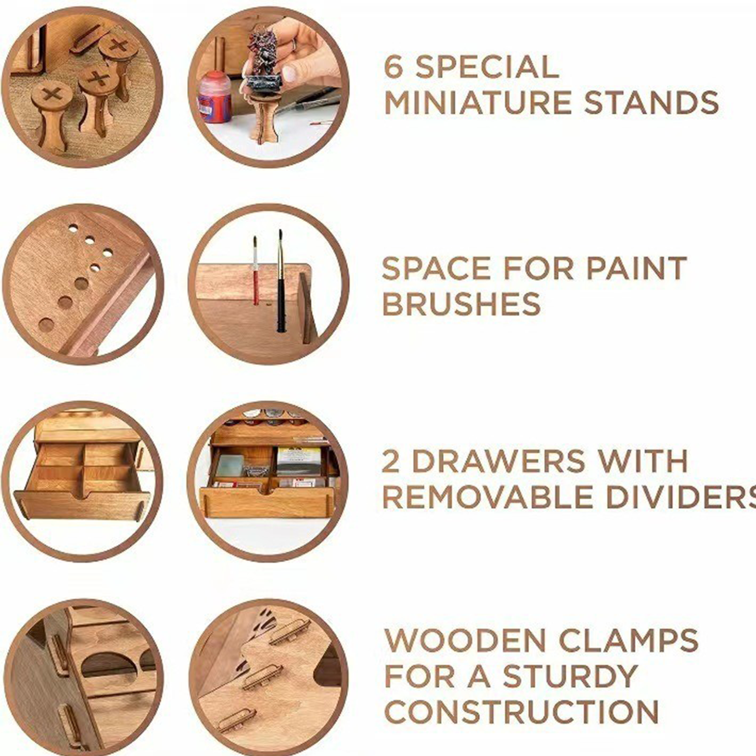 74Holes Vintage Wooden Paint Organizer 8