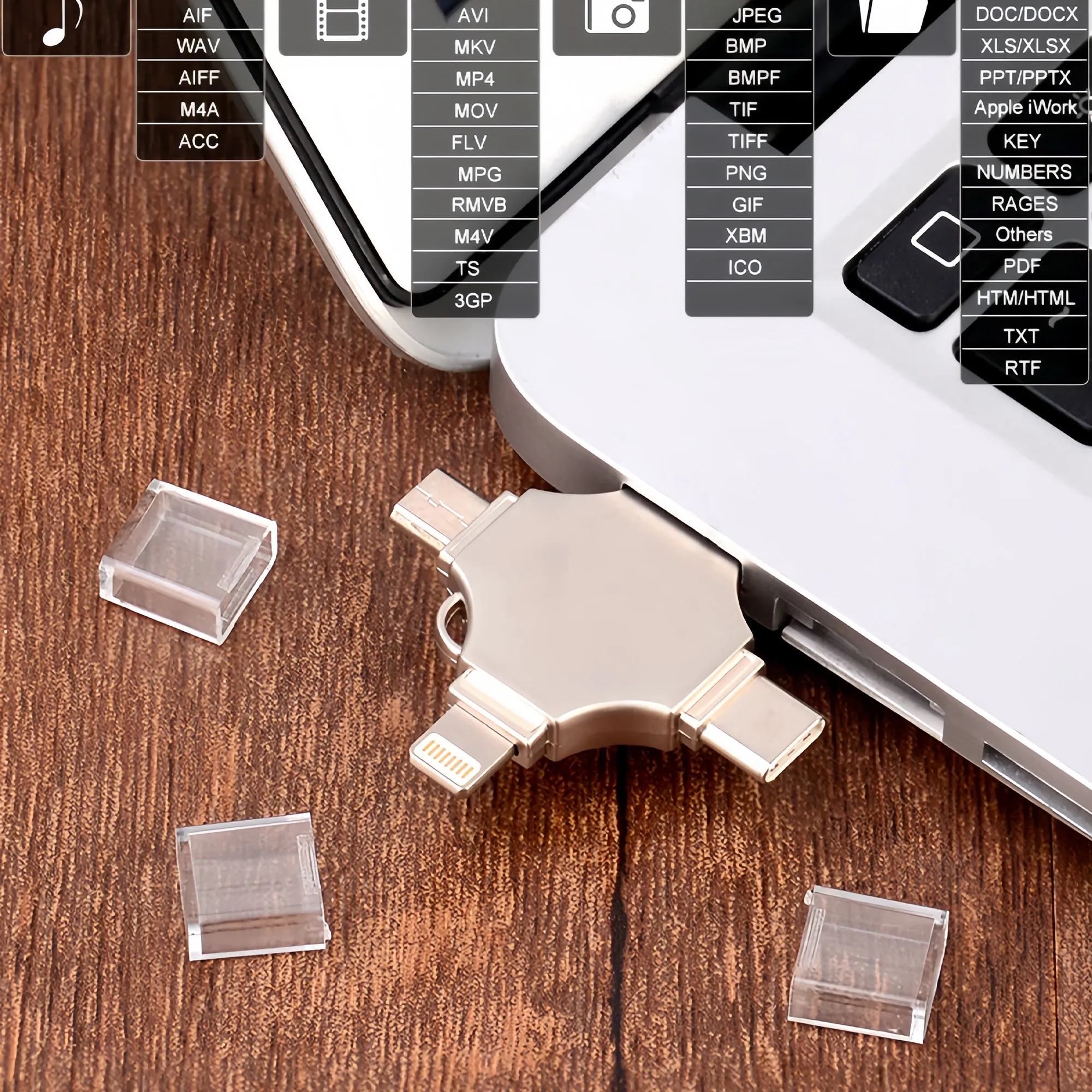 Metal 4-in-1 Keychain USB Drive For Phone Computer 2