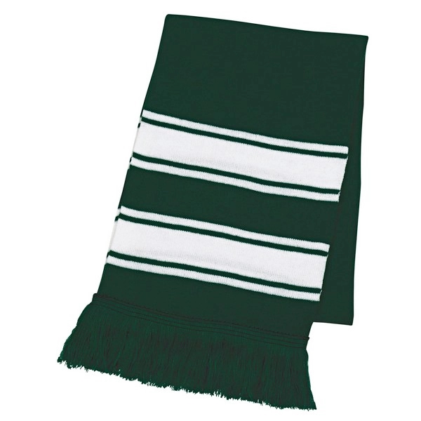 Two-Tone Knit Scarf with Fringe 2
