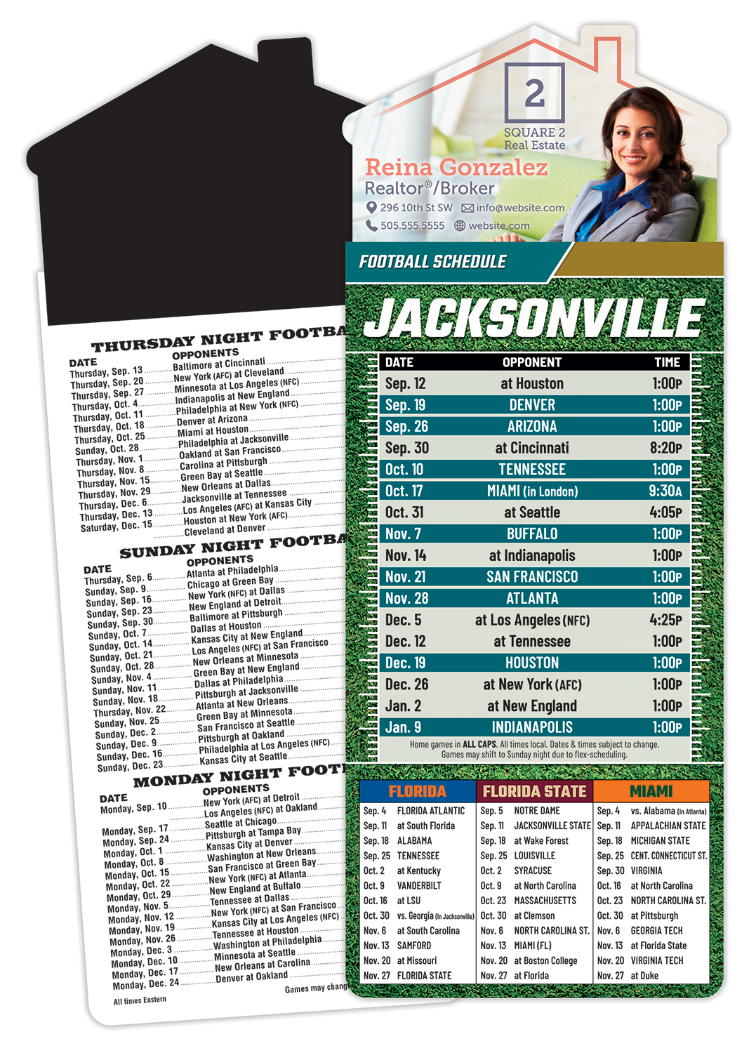 Magna-Card House Shape Magnet Football Schedules (3.5x9) 1