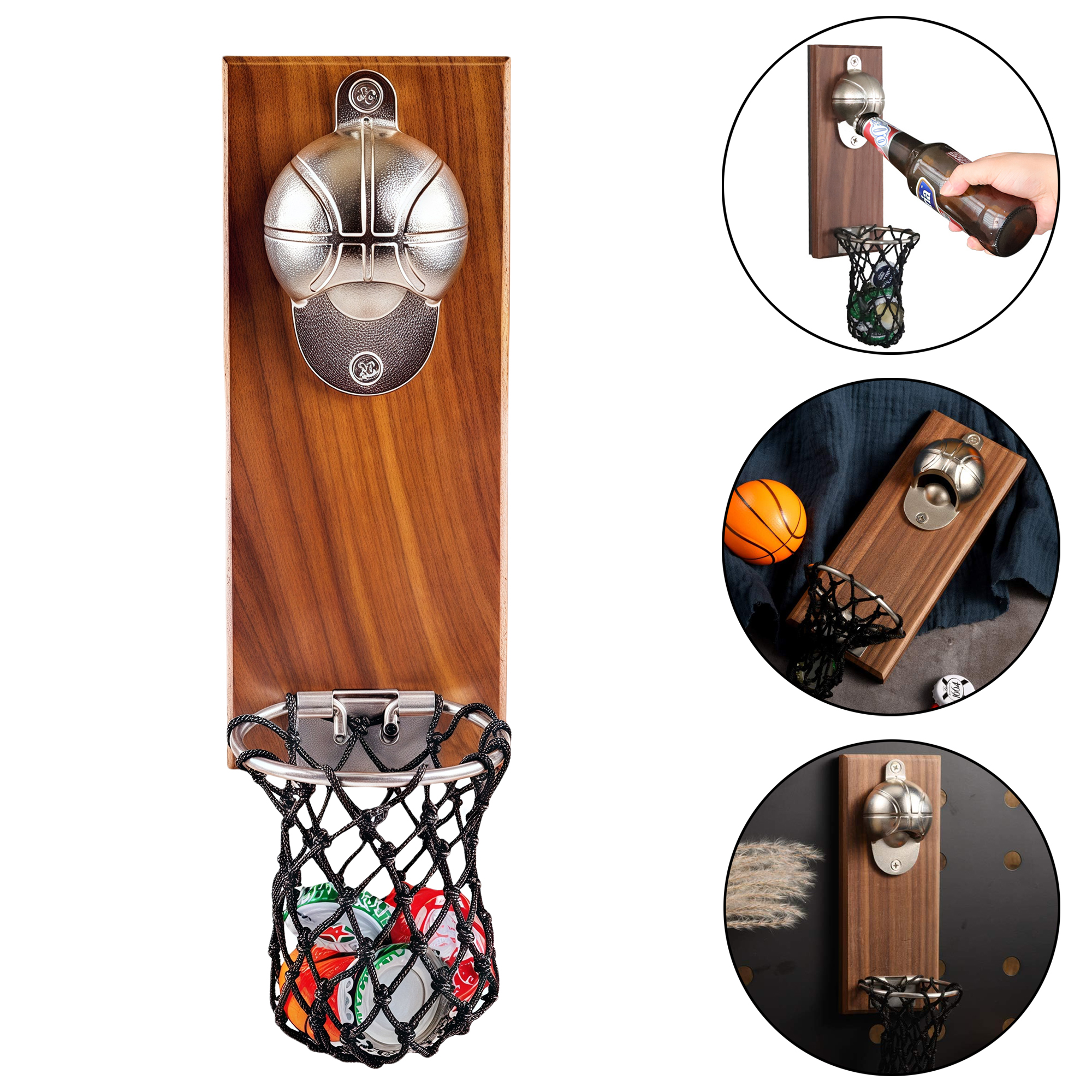 Basketball Fridge Magnet Bottle Opener Wall Mounted Beer Opener with Comfortable Grip (7.87x3.15 inc 3