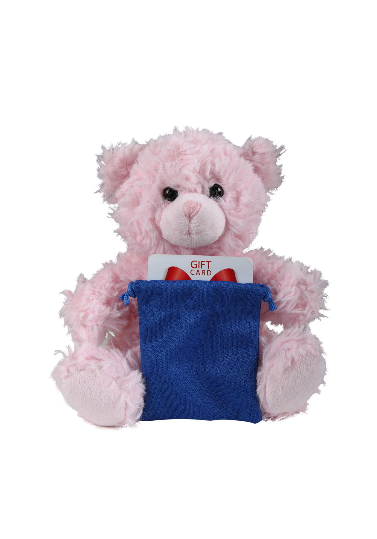 soft plush Pink Curly Sitting Bear with gift card sack 4