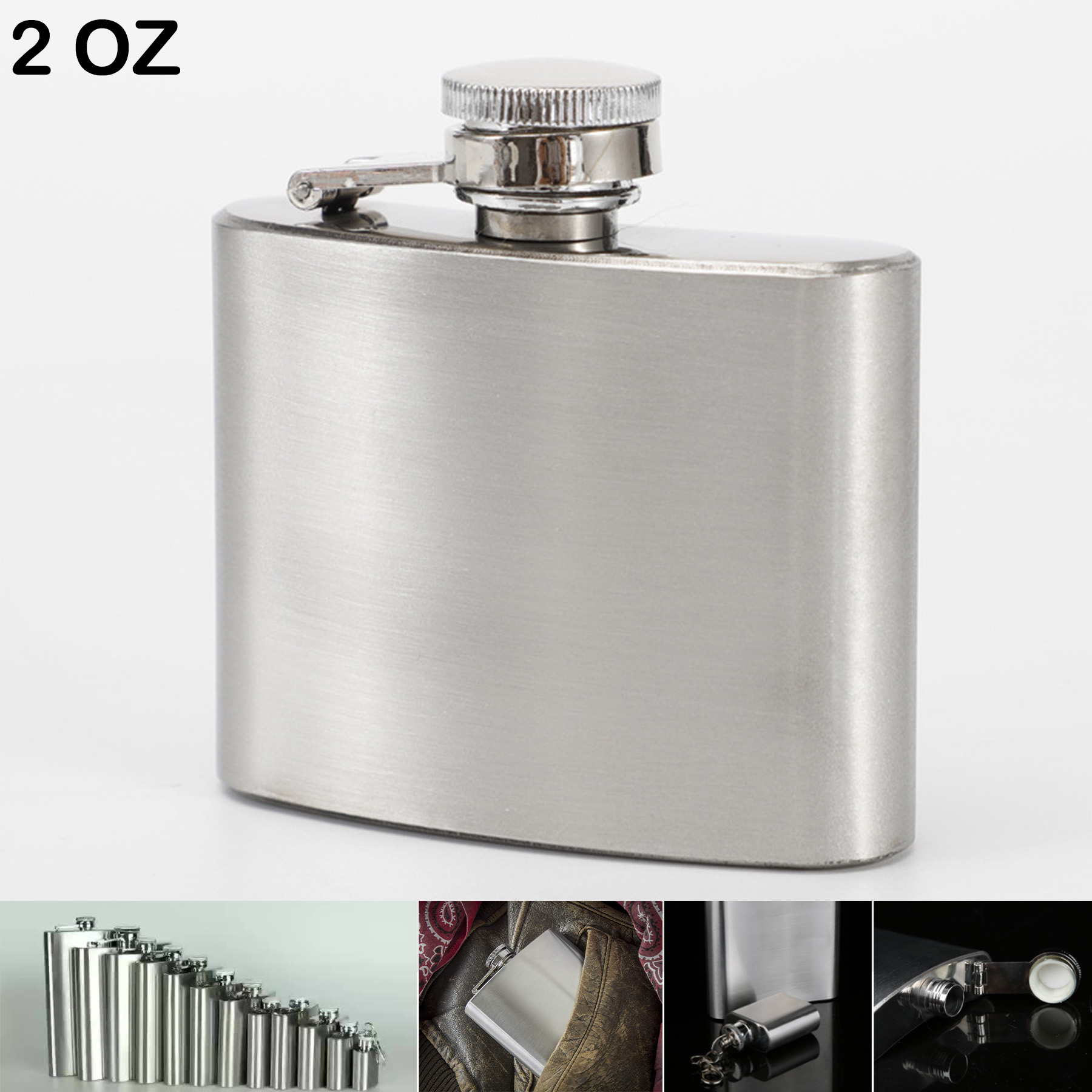 2oz 56ml Stainless Steel Hip Flask 2