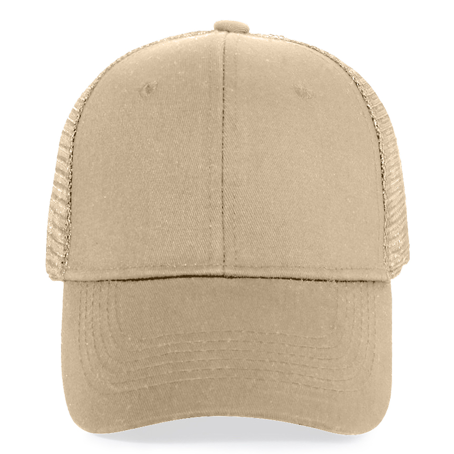 Stock Solid Color Cotton 6-Panel Trucker Cap 7
