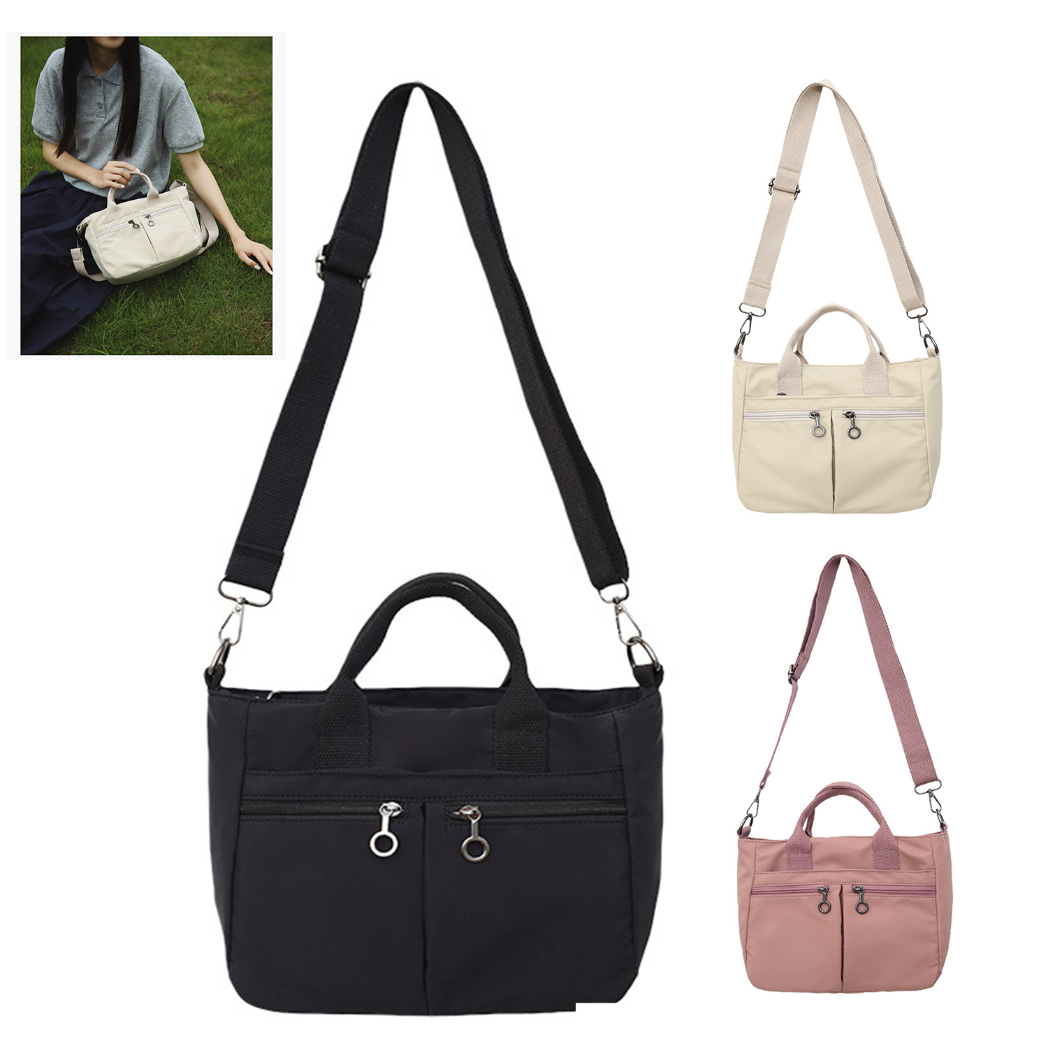 Nylon Lightweight Crossbody Tote Bag 4