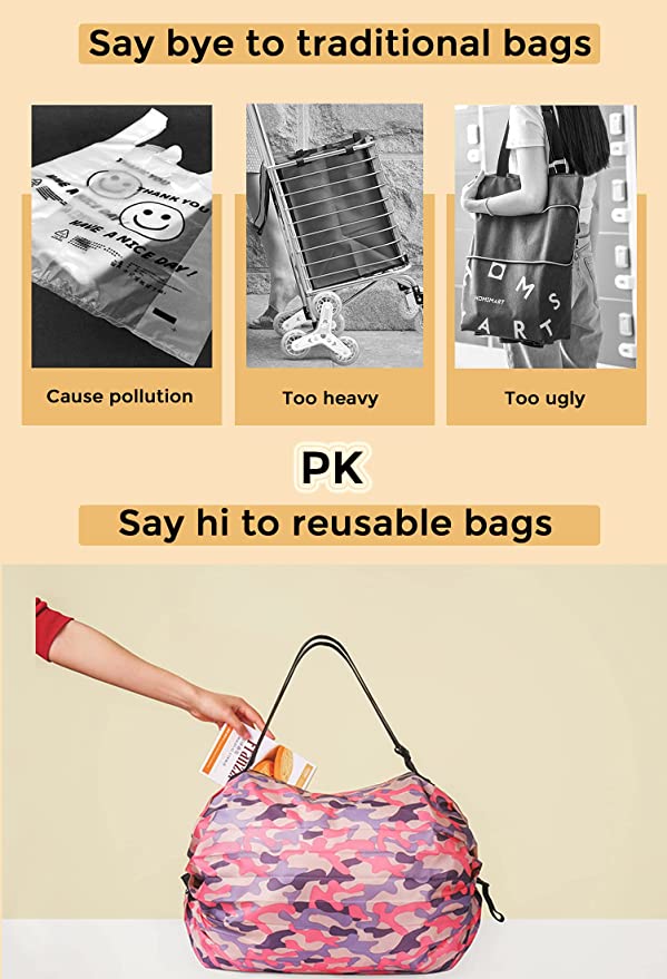Foldable Bags for Groceries and Shopping, custom tote bag with logo imprint 7
