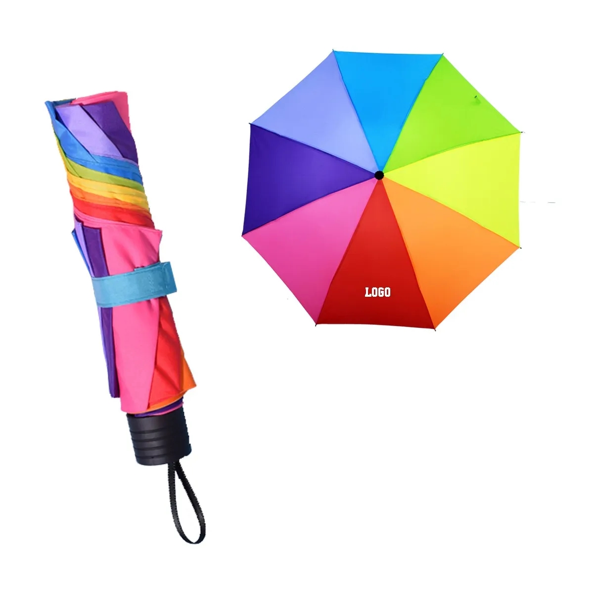 38 Inch 8 Panel Folding Advertising Rainbow Umbrella 5