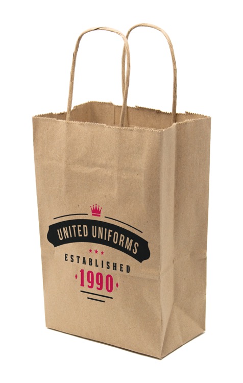 Full Color 1-Sided Kraft Paper Bag Shoppers (5.5" x 8.375" x 3.25")