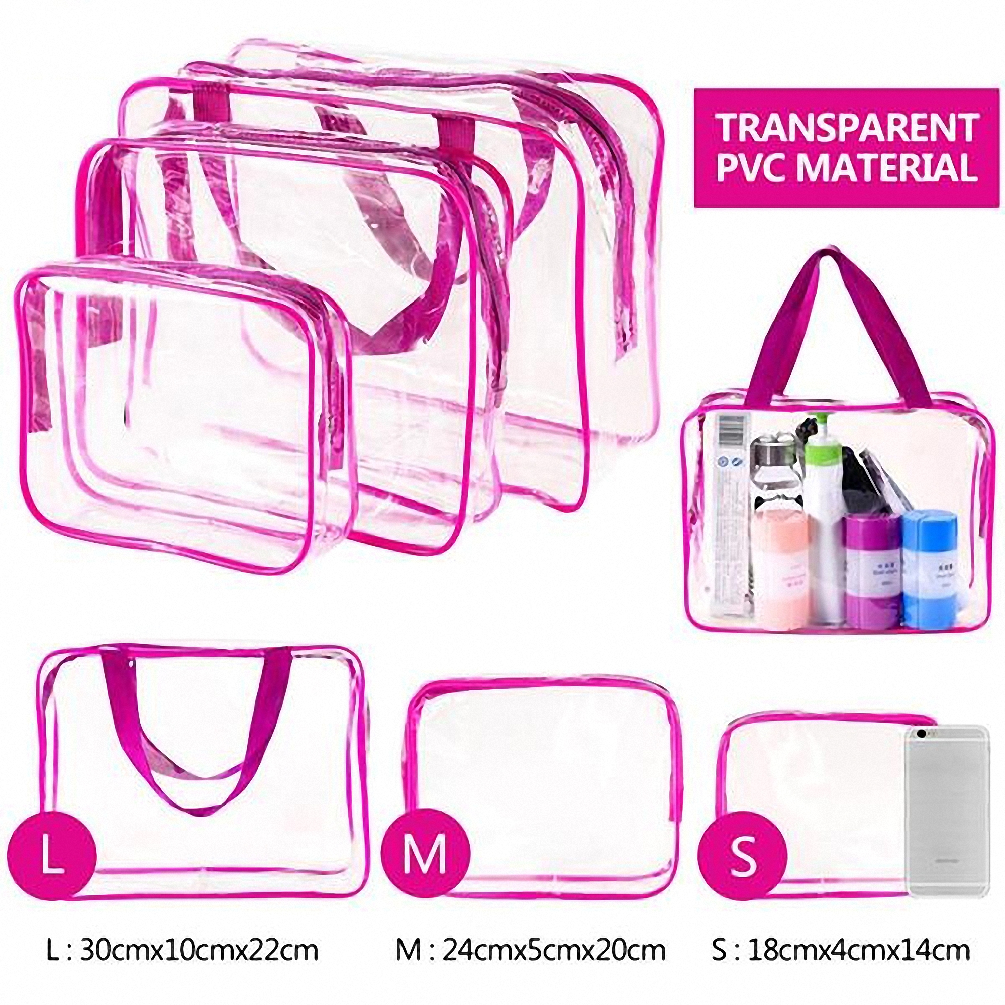 Clear Travel Toiletry Bag Set 3