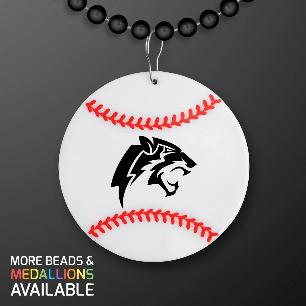 Baseball Medallion with Beaded Necklace (Non Light Up) 24