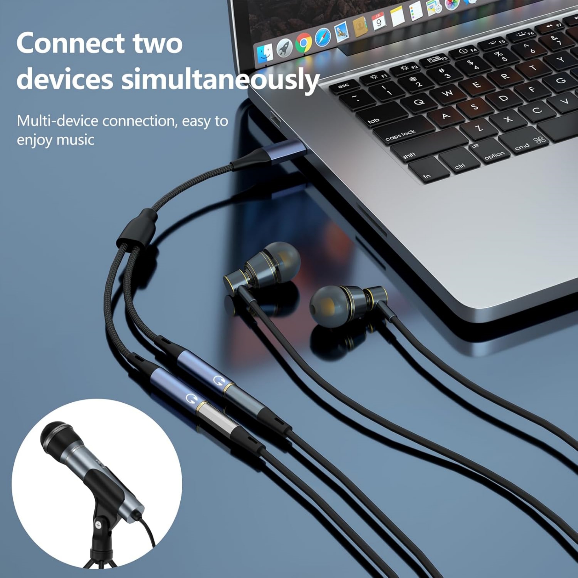 USB C To Two 3.5mm Female Audio adapter 4