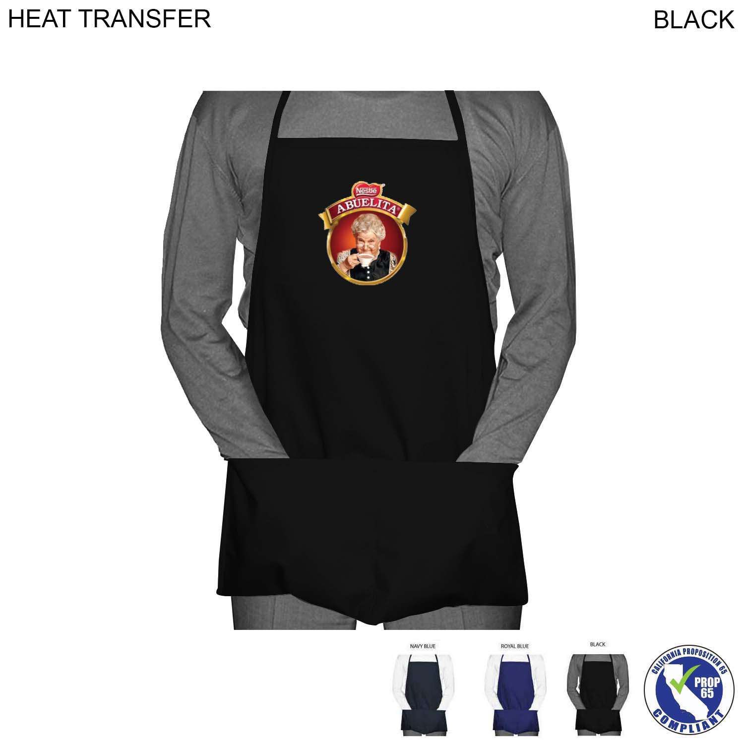 72 Hr Fast Ship - Domestic made Twill Bib Apron, 19x24, 2 Pockets, Transfer Logo (Made in Canada)