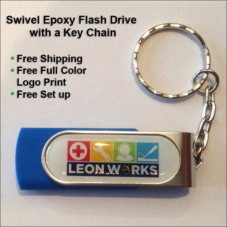 Epoxy Swivel with a Keychain Flash Drive / USB - 2 GB