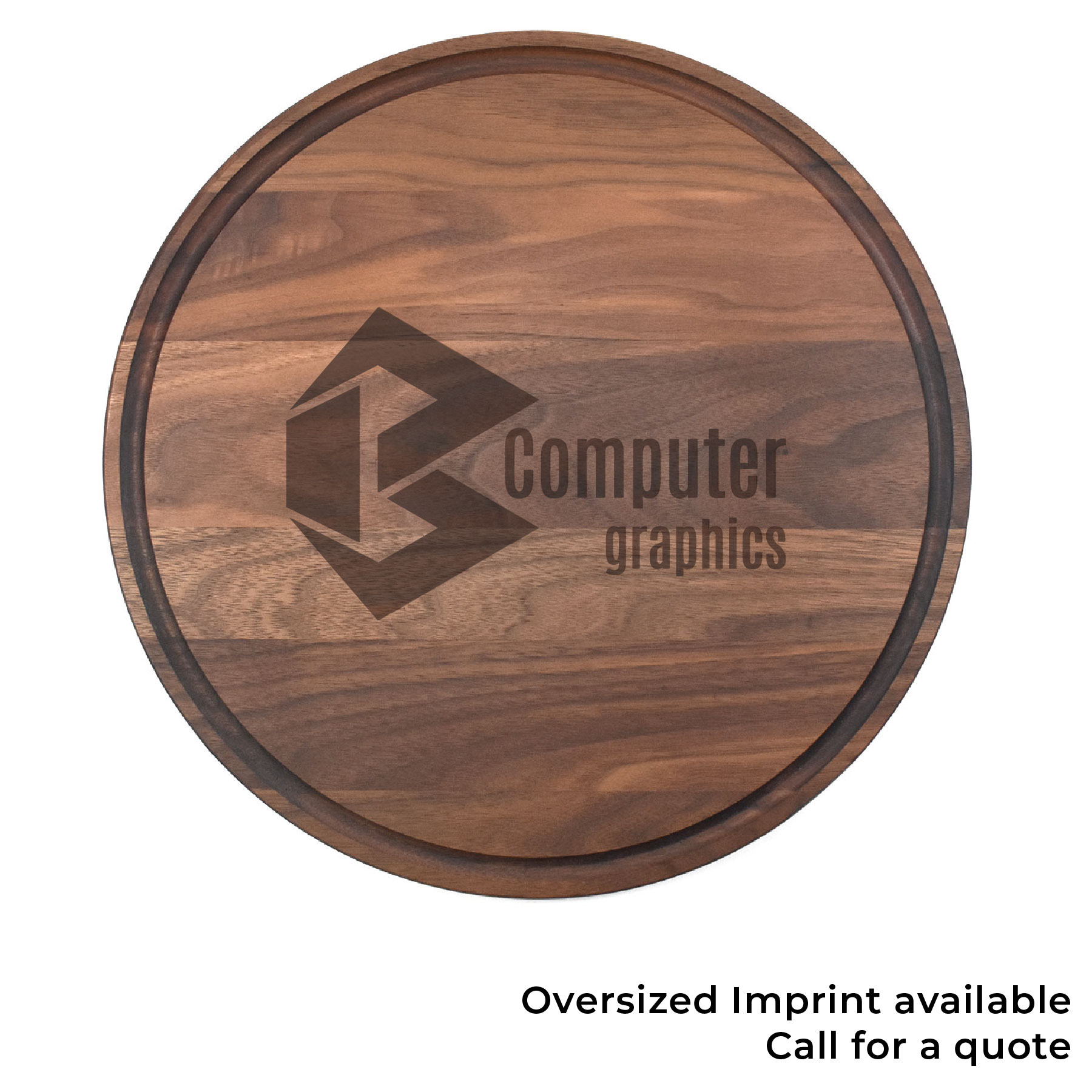 13 1/2" Walnut Round Cutting Board with Juice Groove 4