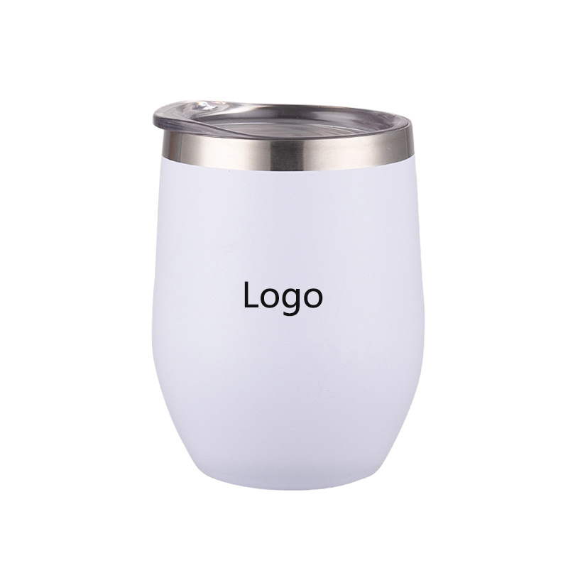 12 OZ Wine Stainless Steel Stemless Double Wall Vacuum Glasses Thermal Tumbler/ Straw Holes 2