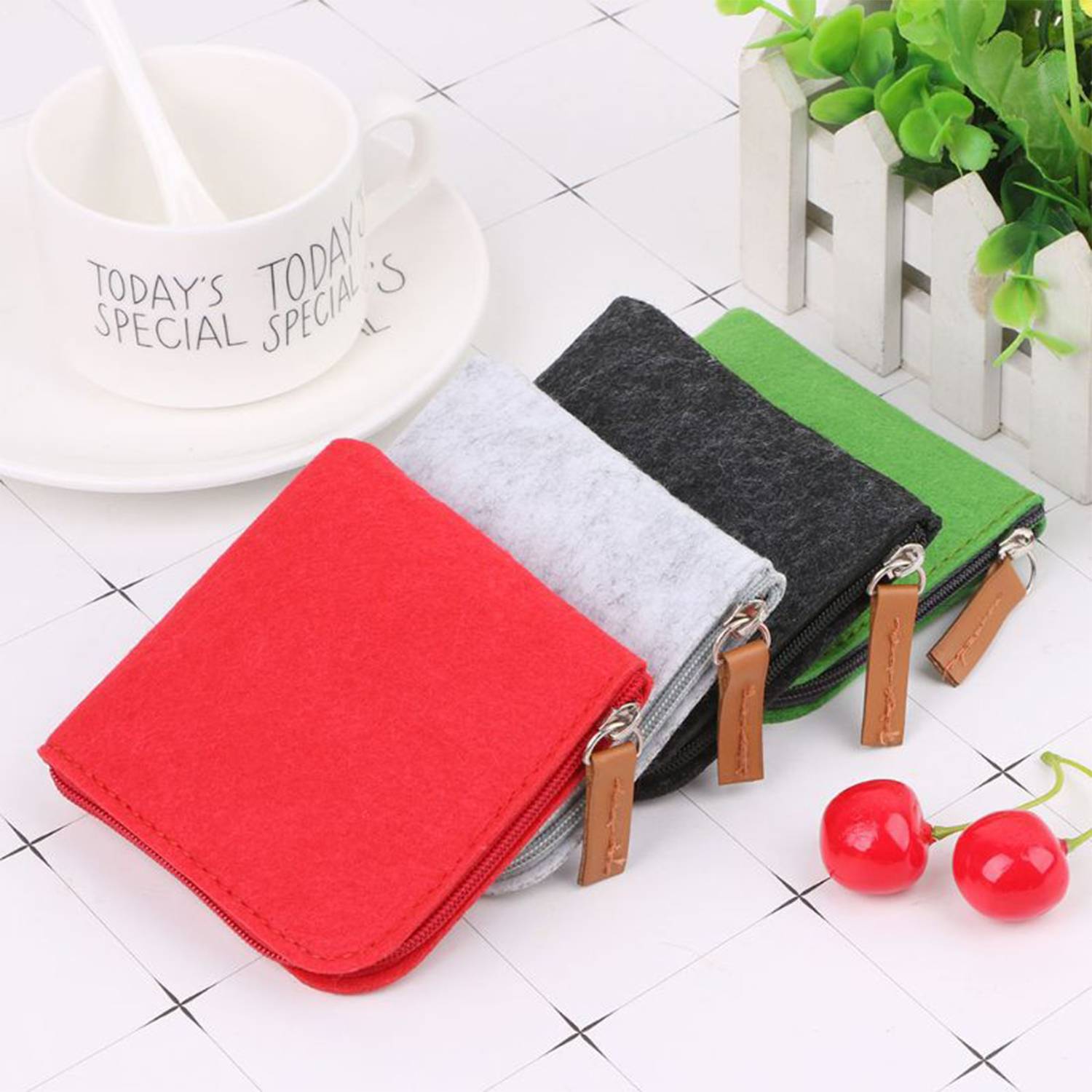 Zippered Felt Fabric Coin Purse 2