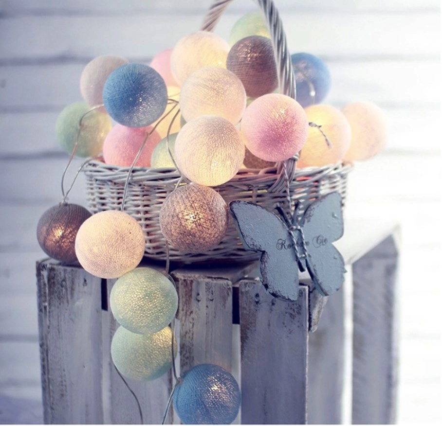 Battery or USB Powered Cotton Ball String Light Indoor Decor 2