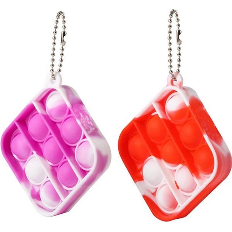 Square Rainbow Push Bubble Toy Keychain 3