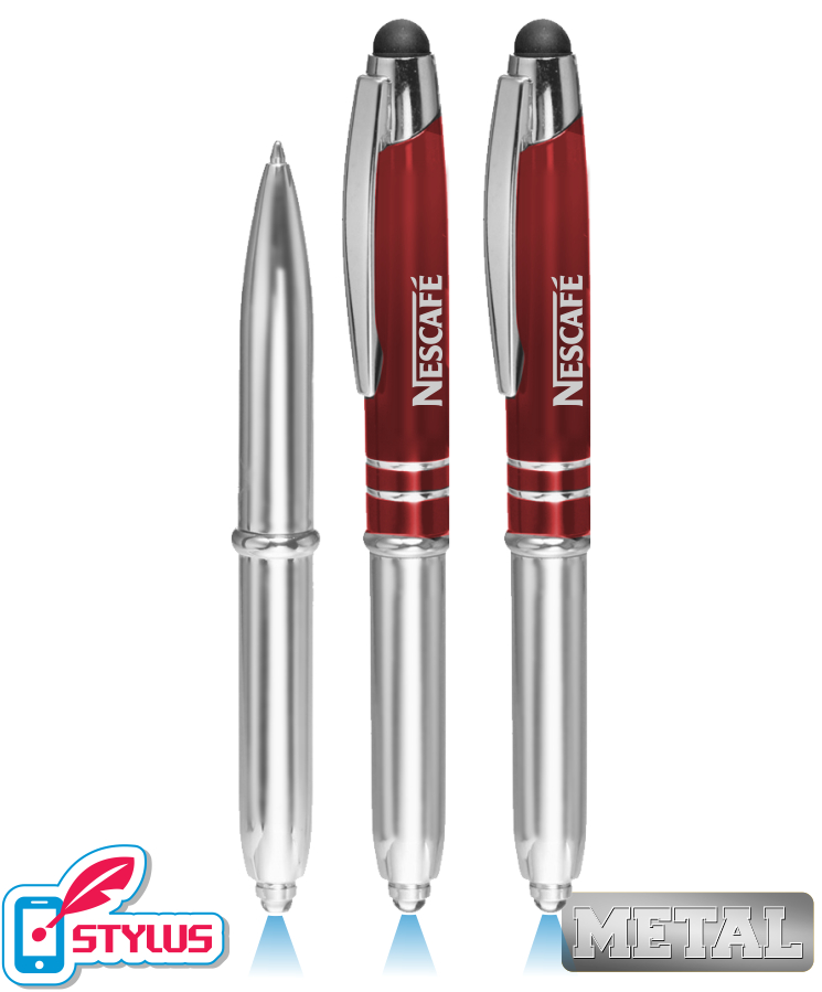 "Dazzling" All Metal LED Flashlight Stylus Pen 1