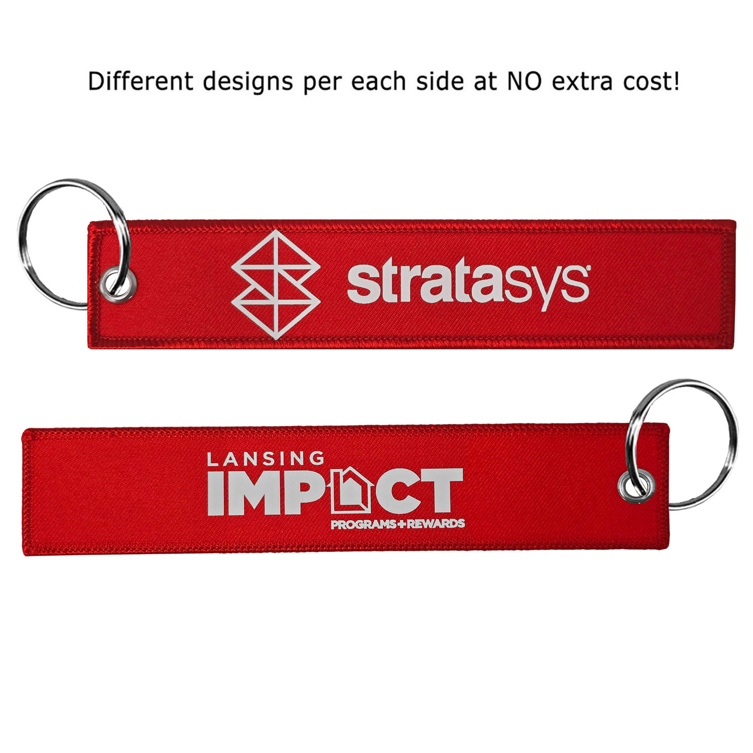 1 ¼” x 6 ¼” Two Sided Key Ring with DTF