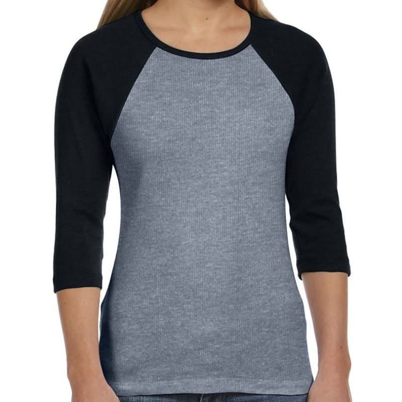 Bella Ladies Stretch Rib 3/4-Sleeve Contrast Raglan T-Shirt 10
